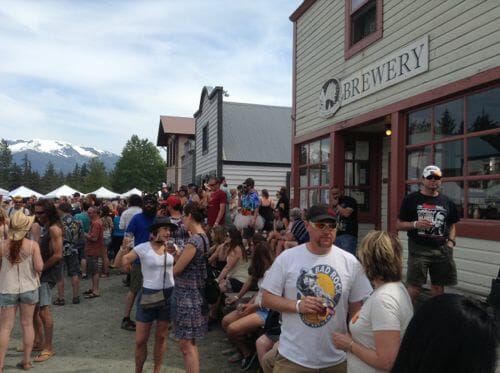 Some crews behind the taps at the 2015 Haines Beer Fest…